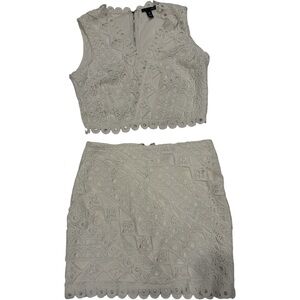 Aqua Eyelet Lace Top and Mini Skirt